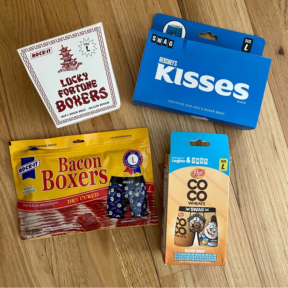 (4) Swag & Rock-It Men’s Novelty Boxer Briefs Size L